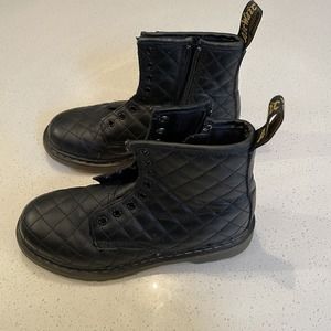 Dr Martens Youth Corlaney Black Quilted Combat Boots US 3